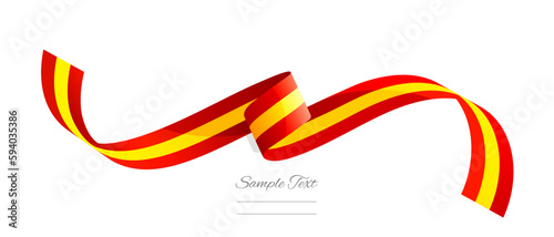 Spanish flag ribbon vector illustration. Spain flag ribbon on abstract isolated on white color background
