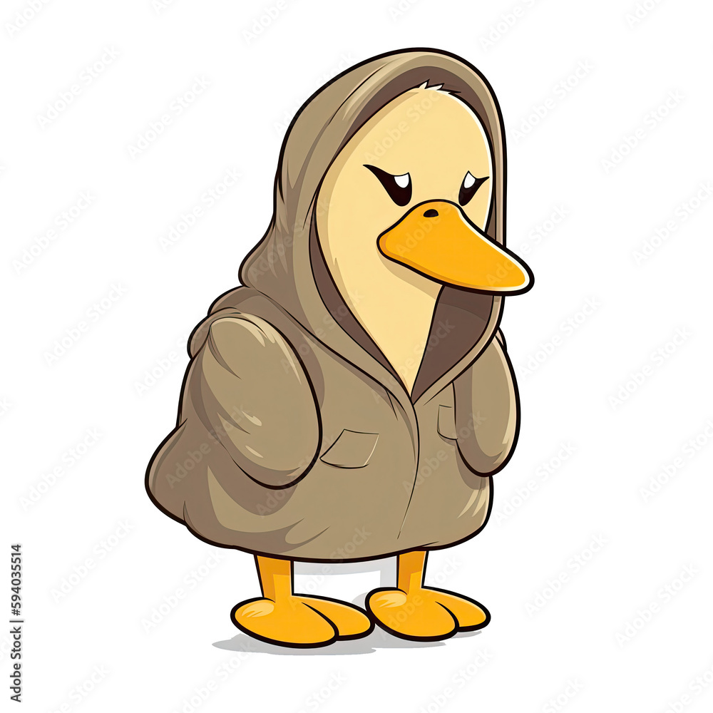 Sad Duck Sticker On Isolated Transparent Background, Png, Logo ...