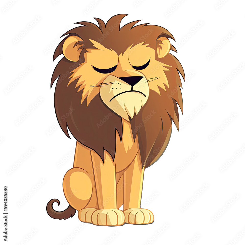 Sad Lion Face Sticker On Isolated Transparent Background, Png, Logo. Generative AI