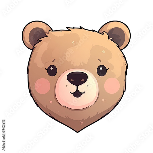 Love Bear Face Sticker On Isolated Tansparent Background  Png  Logo. Generative AI