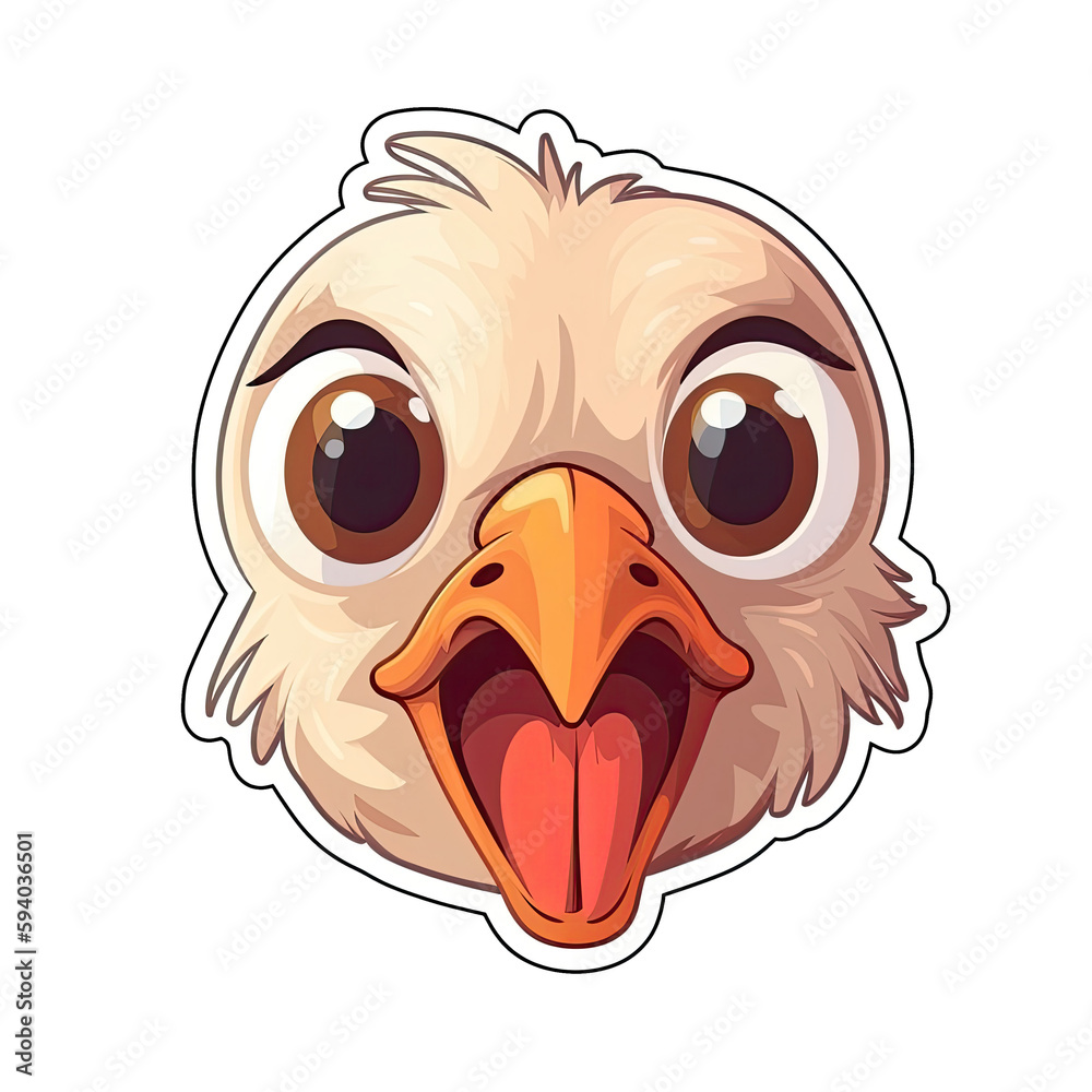 Scared Chicken Face Sticker On Isolated Tansparent Background, Png, Logo. Generative AI