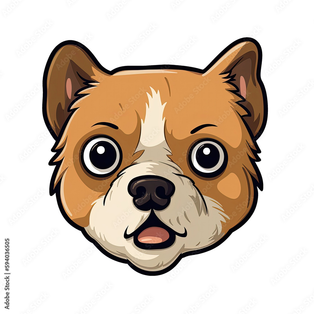 Scared Dog Face Sticker On Isolated Tansparent Background, Png, Logo. Generative AI