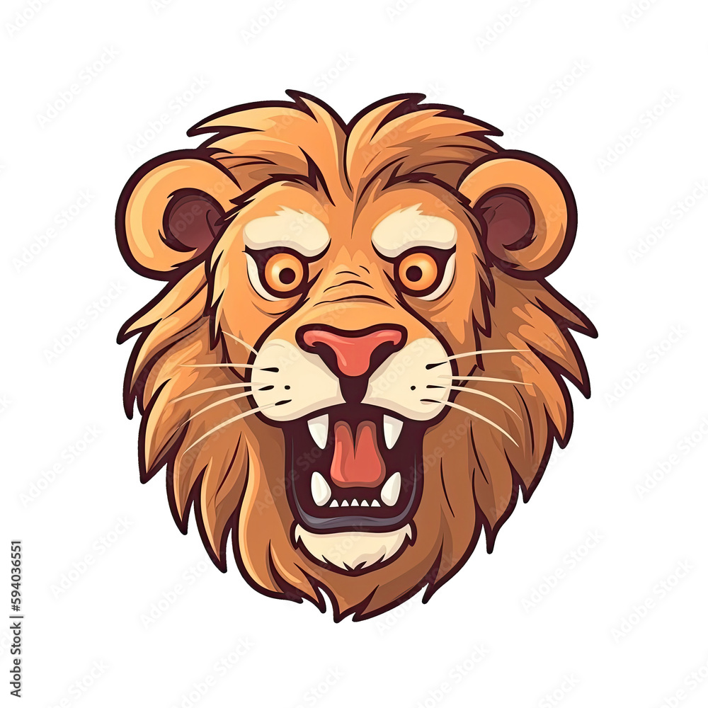 Shocked Lion Face Sticker On Isolated Tansparent Background, Png, Logo. Generative AI