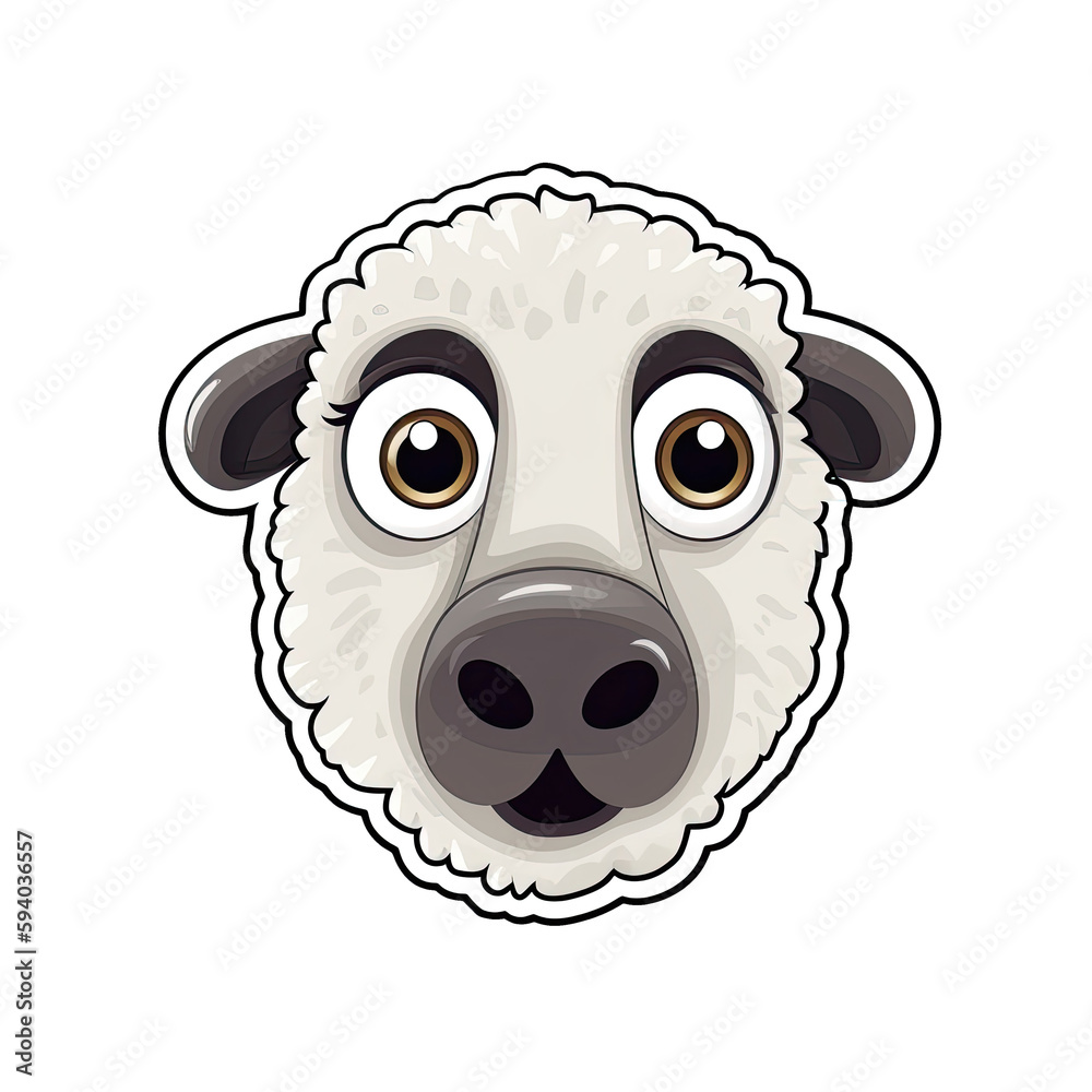 Shocked Sheep Face Sticker On Isolated Tansparent Background, Png, Logo. Generative AI