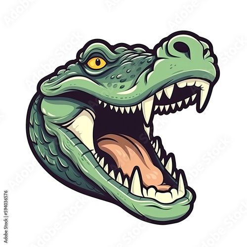 Shouting Crocodile Face Sticker On Isolated Tansparent Background, Png, Logo. Generative AI © Ян Заболотний