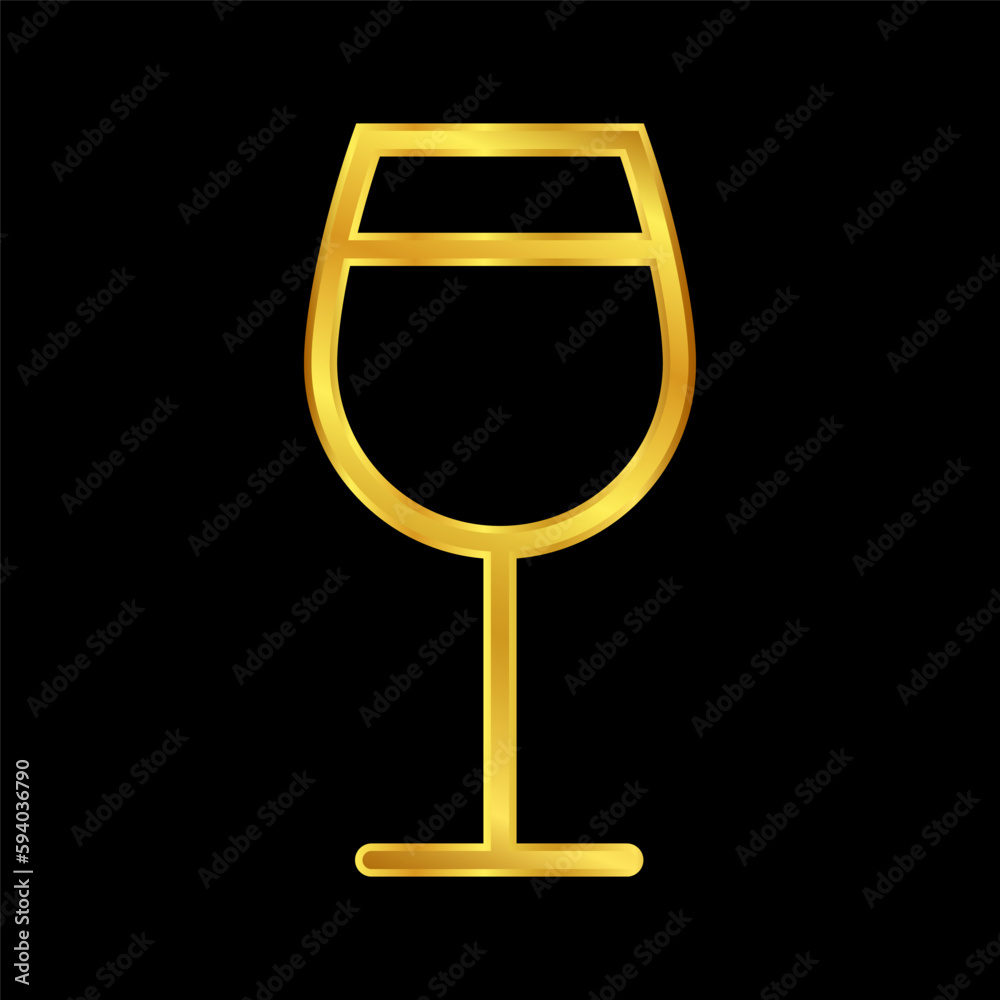 wine glasses icon in gold colored wine glasses icon in gold colored
