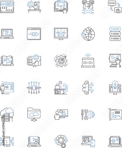 Webpage line icons collection. Design, Content, Navigation, Layout, Mobile-friendly, User-friendly, Responsive vector and linear illustration. Speed,SEO,Analytics outline signs set