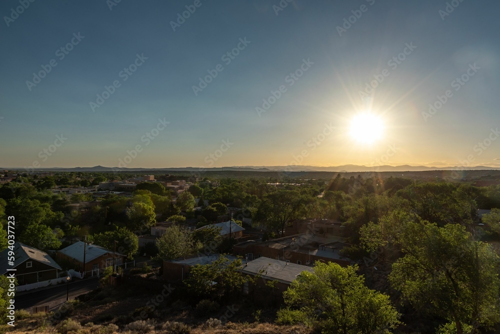 Beautiful view of a sunset over Santa Fe, New Mexico, USA.