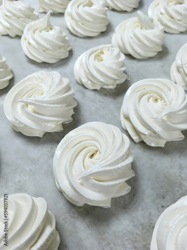 Marshmallows on baking paper