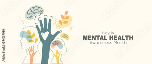 Photographie May is Mental Health Awareness Month banner.
