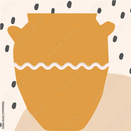 Terracotta Vase abstract boho style ceramics with shapes