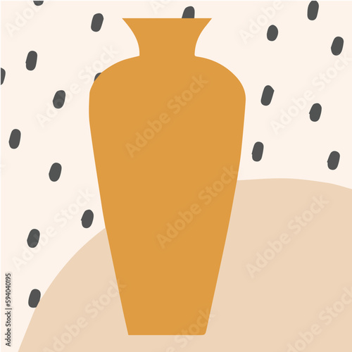 Terracotta Vase abstract boho style ceramics with shapes