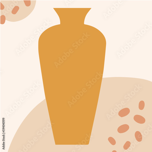 Terracotta Vase abstract boho style ceramics with shapes