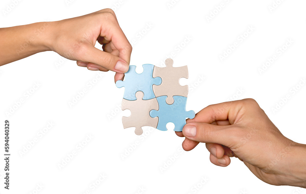 Closeup on Hands Combining Puzzle Pieces Together Closeup on Hands Combining Puzzle Pieces Together
