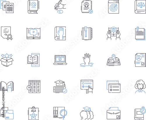Read line icons collection. Literature, Books, Knowledge, Stories, Pages, Fiction, Non-fiction vector and linear illustration. Imagery,Imagination,Novels outline signs set