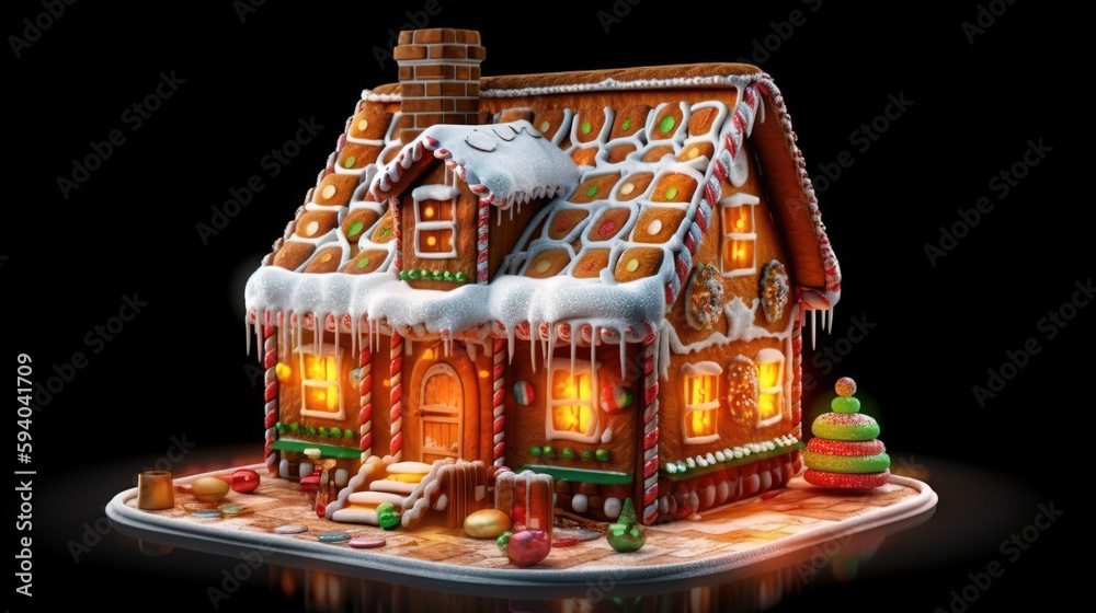 Making Christmas gingerbread house. Generative Ai