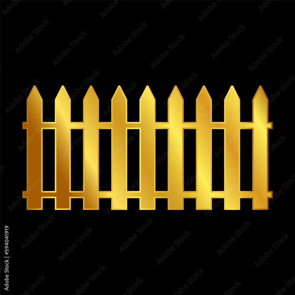 fence icon in gold colored fence icon in gold colored