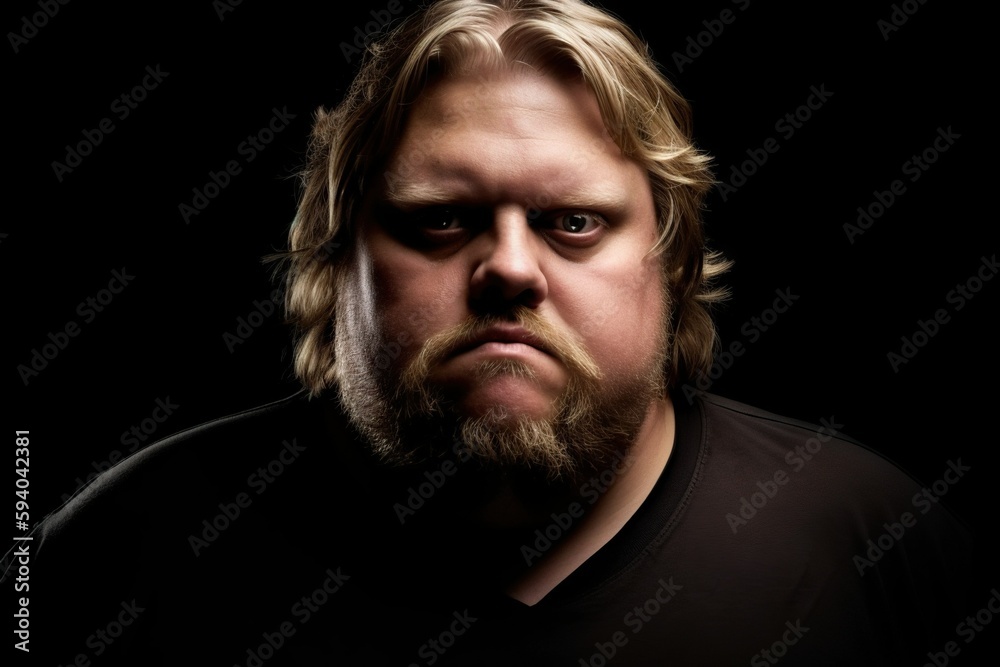 Close-up portrait of an obese man with unhealthy look