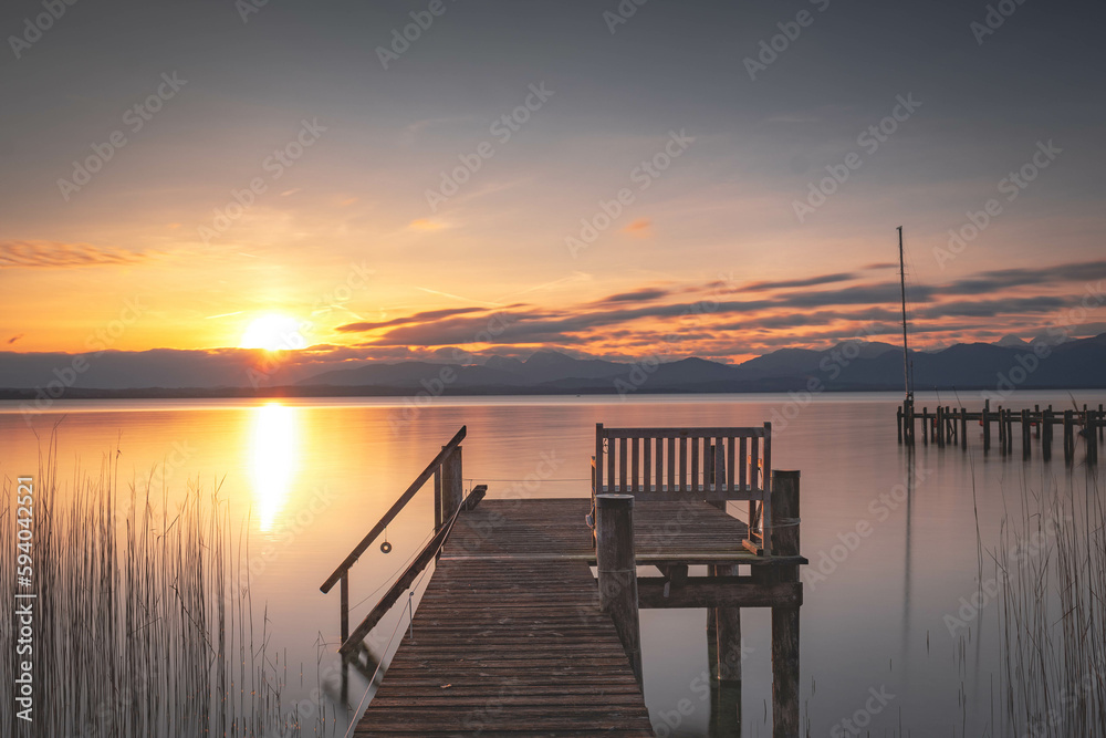 Obraz premium Sonnenaufgang am Chiemsee