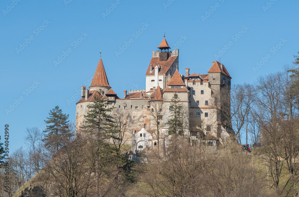 View over Bran Castle of Bran, Romania. Dracula Bran Castle. Vlad the Impaler castle. View over Bran Castle of Bran, Romania. Dracula Bran Castle. Vlad the Impaler castle.