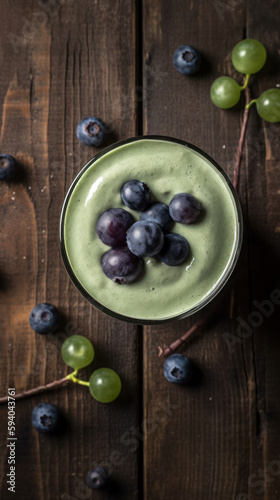 Fresh Olive Smoothie on a Rustic Wooden Table