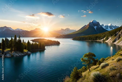 Wunderschöner See im Sonnenlicht