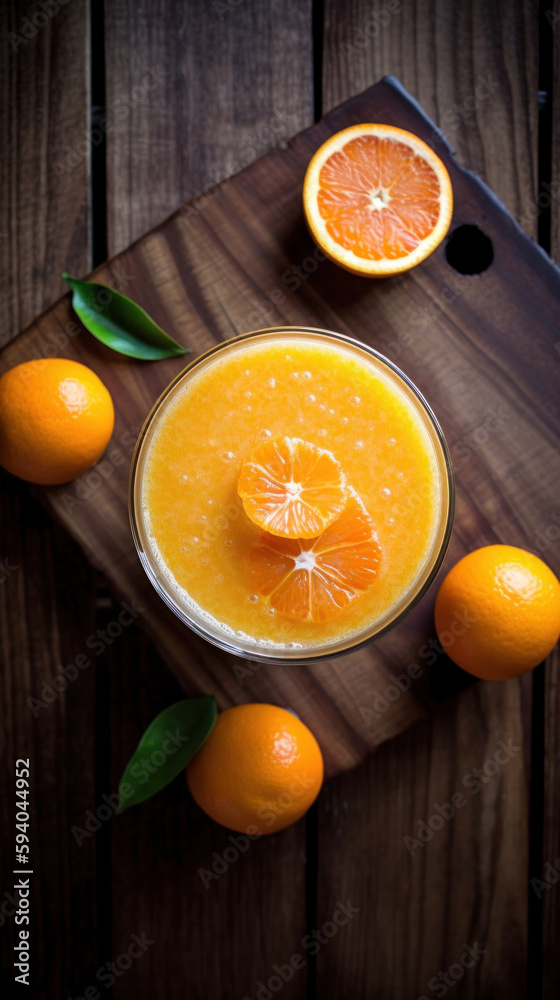 Fresh Orange Smoothie on a Rustic Wooden Table Fresh Orange Smoothie on a Rustic Wooden Table