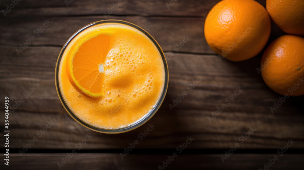 Fresh Orange Smoothie on a Rustic Wooden Table Fresh Orange Smoothie on a Rustic Wooden Table