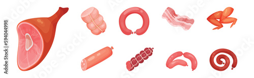 Meat Products with Wether Gammon and Sausage Vector Set