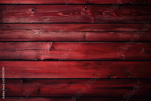 Red wooden planks background. Wooden texture. AI Generative