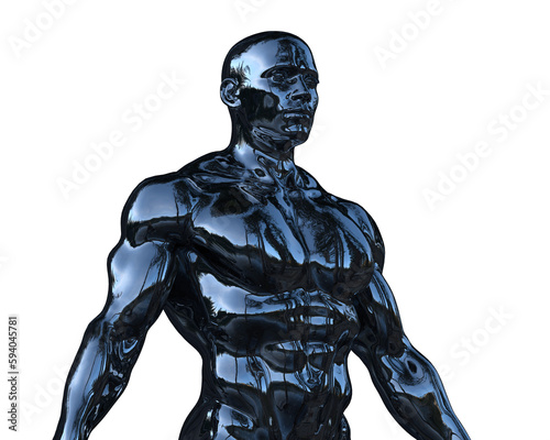 3D render. Blue torso of a naked athletic man on a white background. © Михаил Решетников