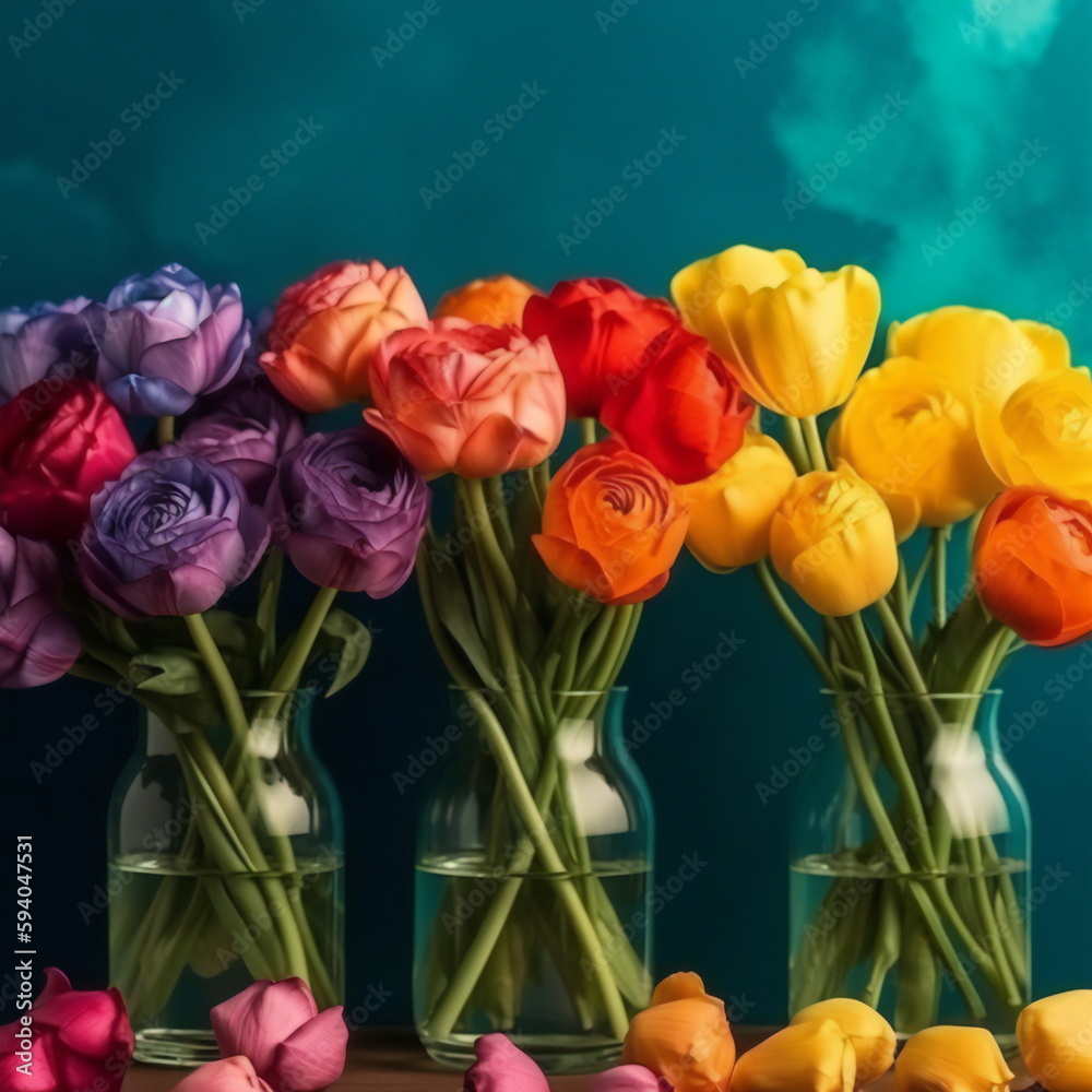 Fototapeta premium Bunte Blumen in Vase