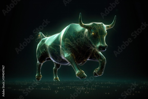 Analytical Bull in Virtual Market  AI Generated .