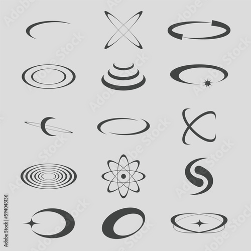Retro futuristic y2k shapes elements collection. Abstract graphic geometric symbols and objects in y2k style. Hipster graphic objects for logo, notes, posters, banners, sticker, web, business cards