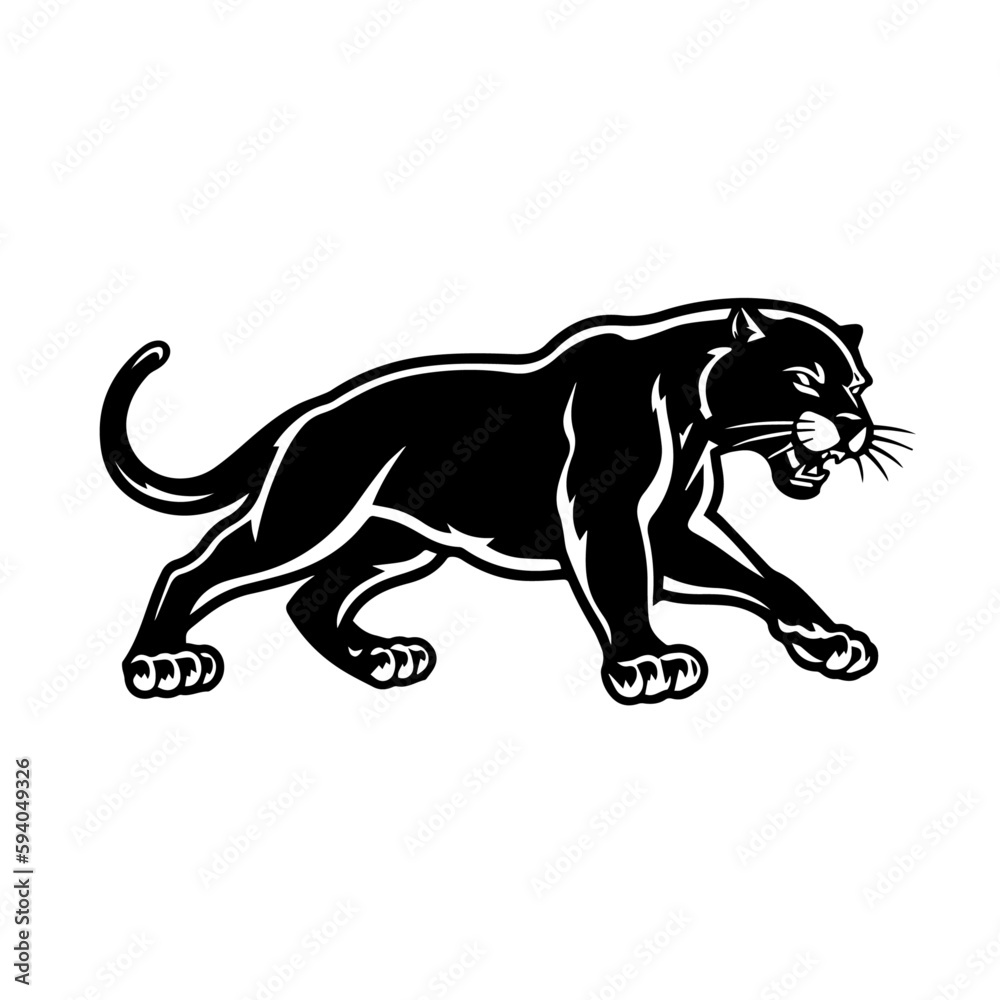 Panther Logo Monochrome Design Style
