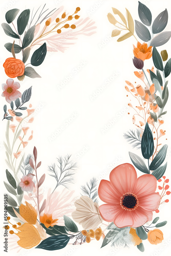 abstract background frame with flowers