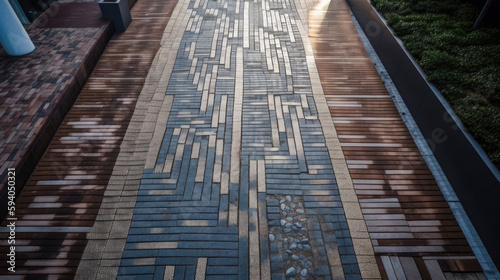 a path paved with cobblestones. Generative AI