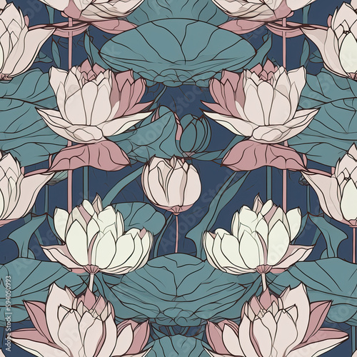 Floral Pattern Seamless, Scrapbook Artistic Flowers Background, Generative AI © Vig