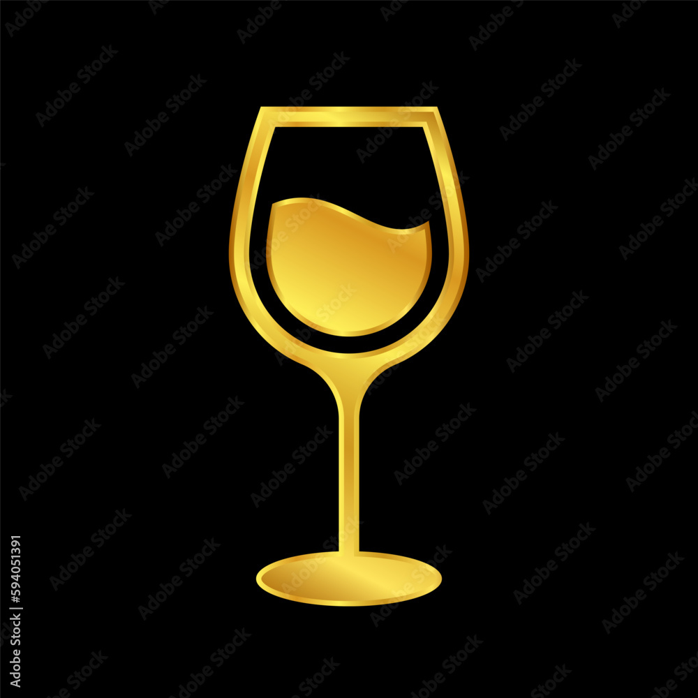 wine glasses icon, wine glassware in gold colored wine glasses icon, wine glassware in gold colored