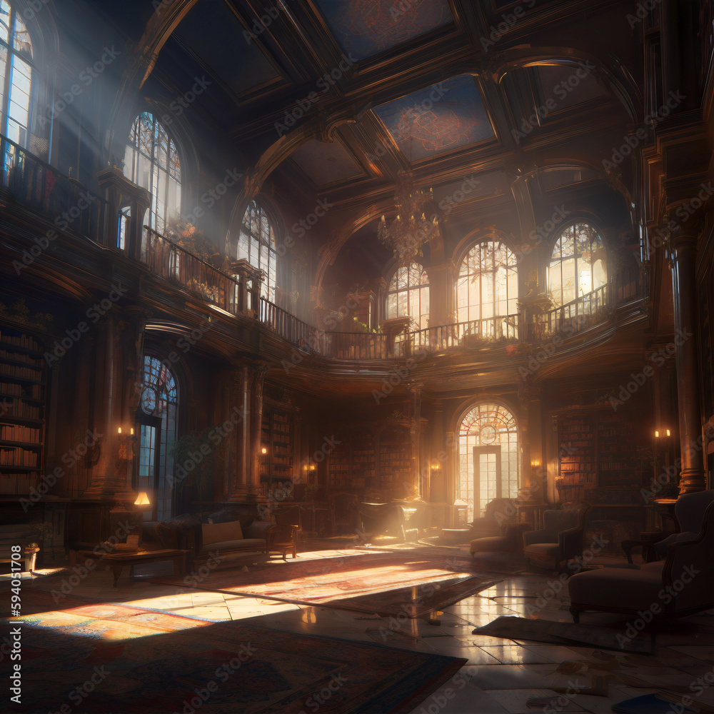 Enchanted Knowledge: Exploring the Grand Library of the Castle Interior. Generative AI
