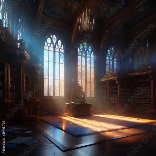 Enchanted Knowledge: Exploring the Grand Library of the Castle Interior. Generative AI 