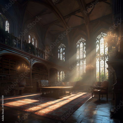 Enchanted Knowledge: Exploring the Grand Library of the Castle Interior. Generative AI 