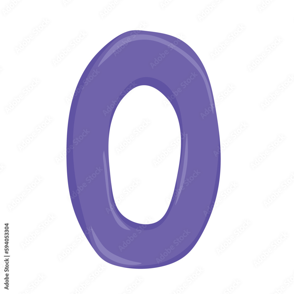 purple number 0 in cartoon style, color number zero as a balloon, fun math purple number 0 in cartoon style, color number zero as a balloon, fun math