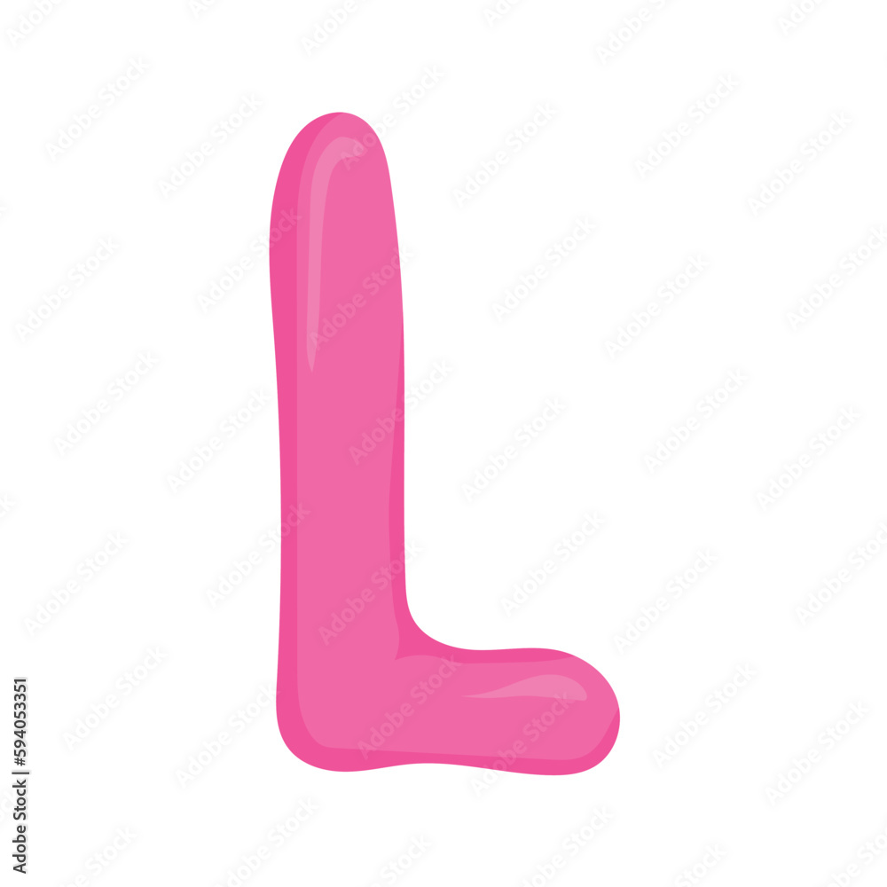 pink letter L of the English alphabet in a colorful cartoon style pink letter L of the English alphabet in a colorful cartoon style