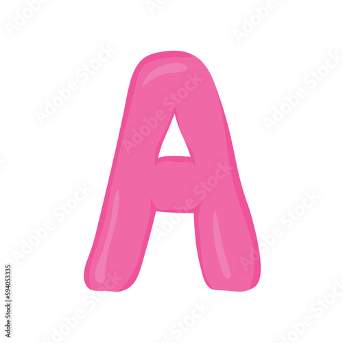 pink letter A of the English alphabet in a colorful cartoon style