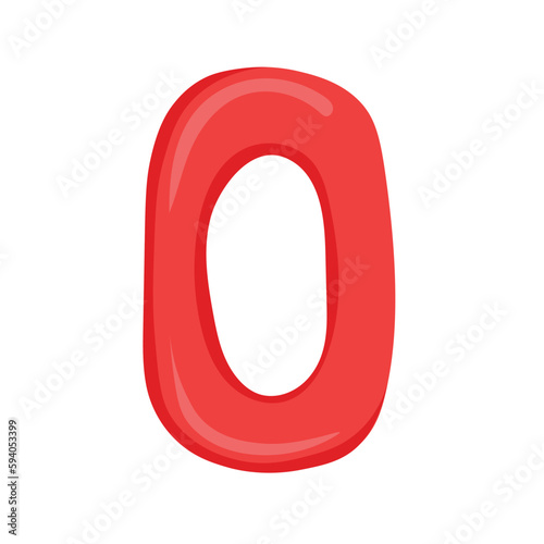 red letter O of the English alphabet in a colorful cartoon style