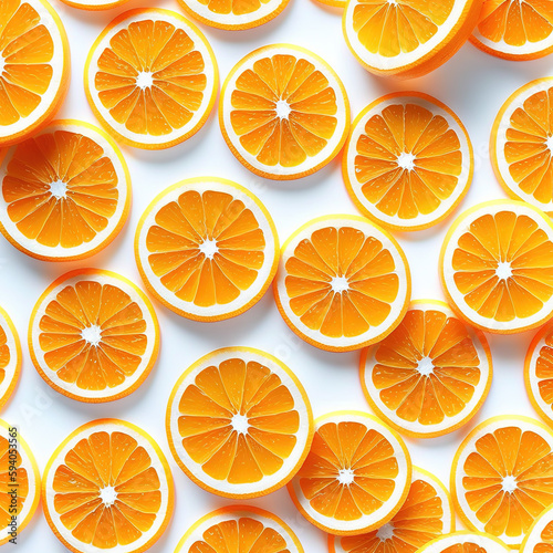 Orange slices pattern, cute cartoon like orange slices, generative ai