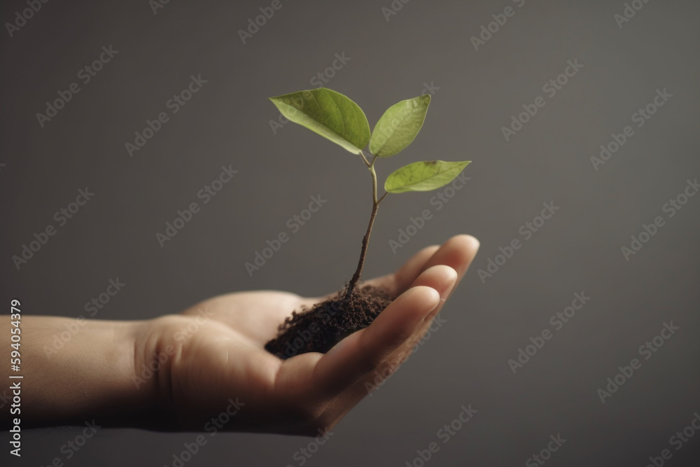 Close Up Plant in human Hands. Care of the Environment. Ecology concept, Created using generative AI tools. Close Up Plant in human Hands. Care of the Environment. Ecology concept, Created using generative AI tools.