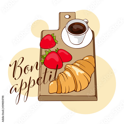 painted croissant and coffee, bon appetite