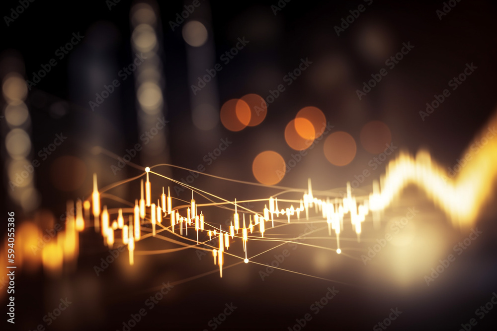 Φωτογραφία An abstract close-up of a stock market graph with bokeh lights, symbolizing fina